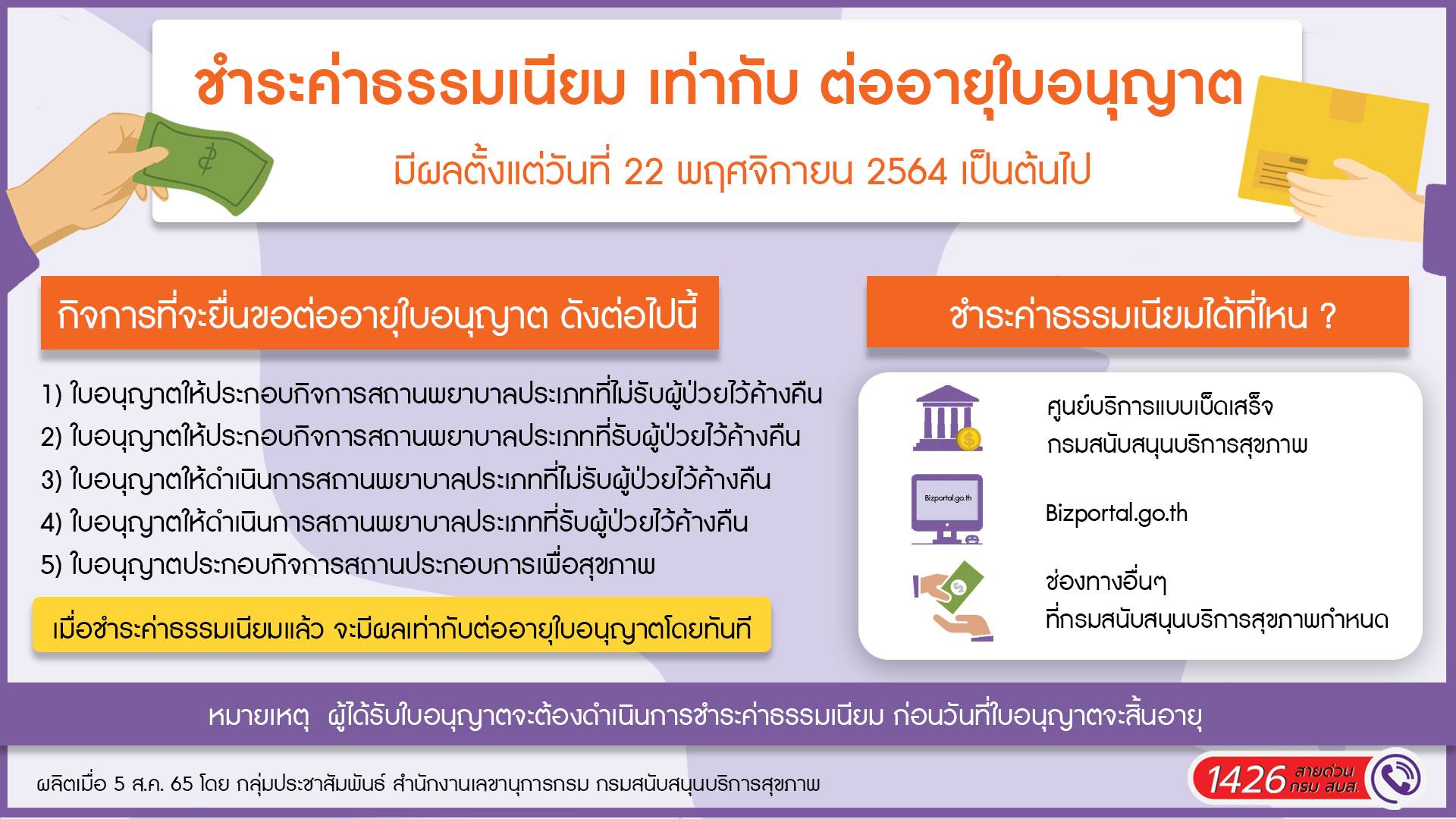 ชำระค่าธรรมเนียมแนวนอน